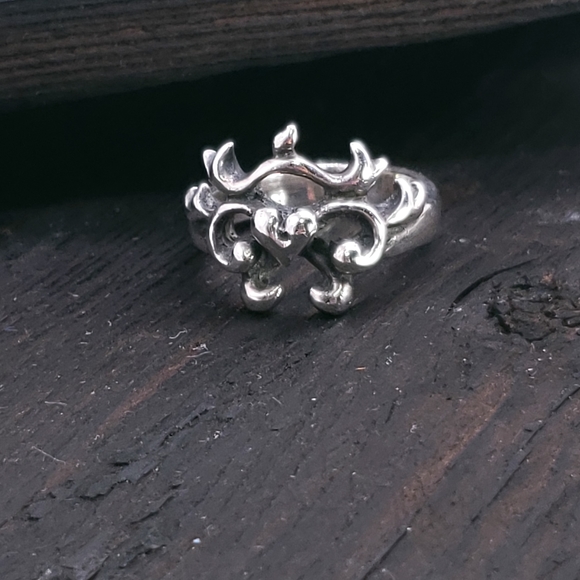Artisan Hand Made Sterling Flame Heart Ring - Picture 10 of 13